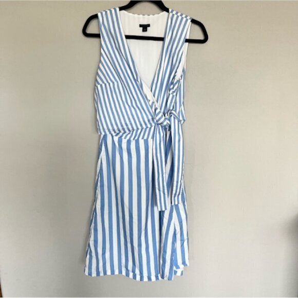 Ann Taylor Dress Wrap Top Striped Blue White Preppy Spring Party Wedding Bride 8 - Picture 3 of 8